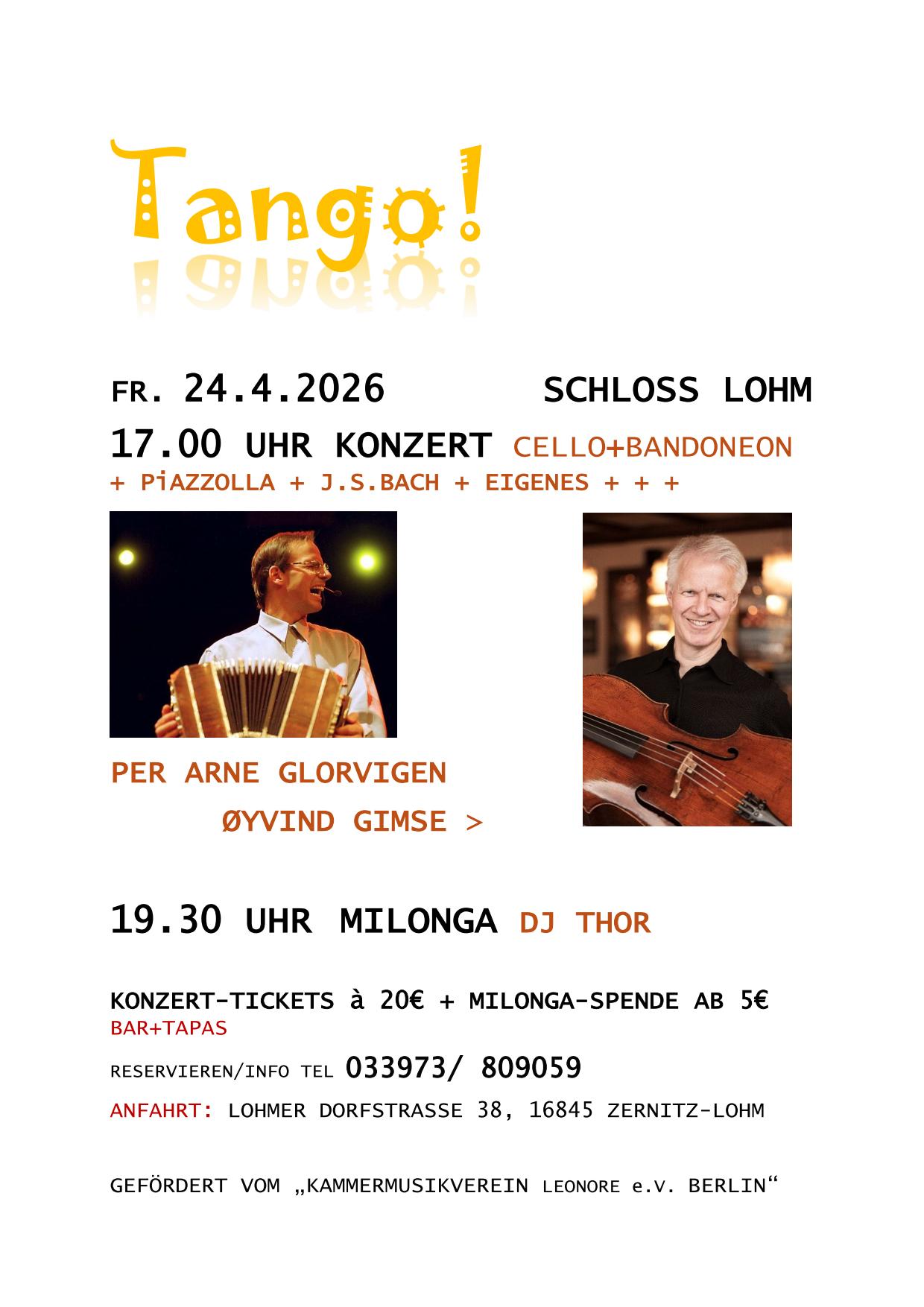 Konzert und Milonga im Schloß Lohm